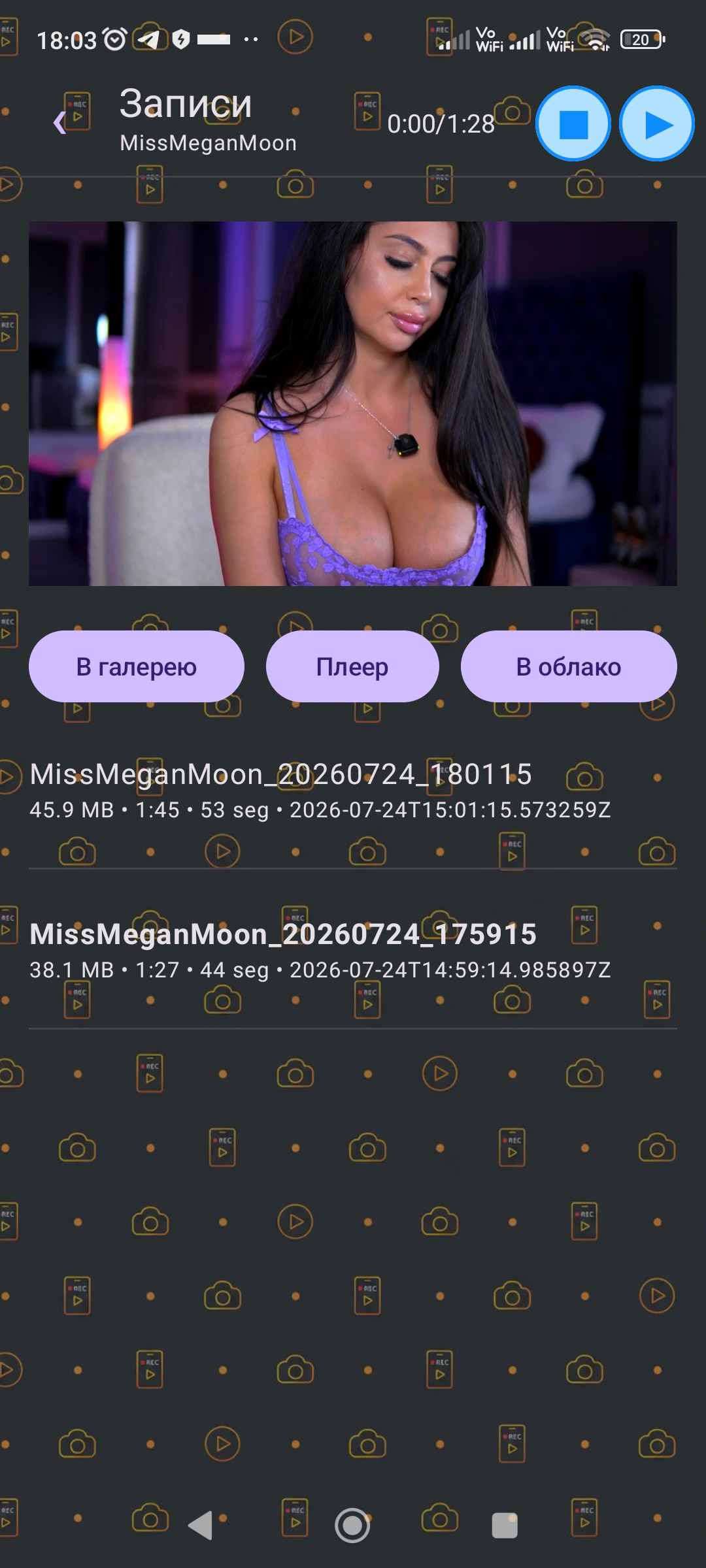 Записи модели в MyOnMo